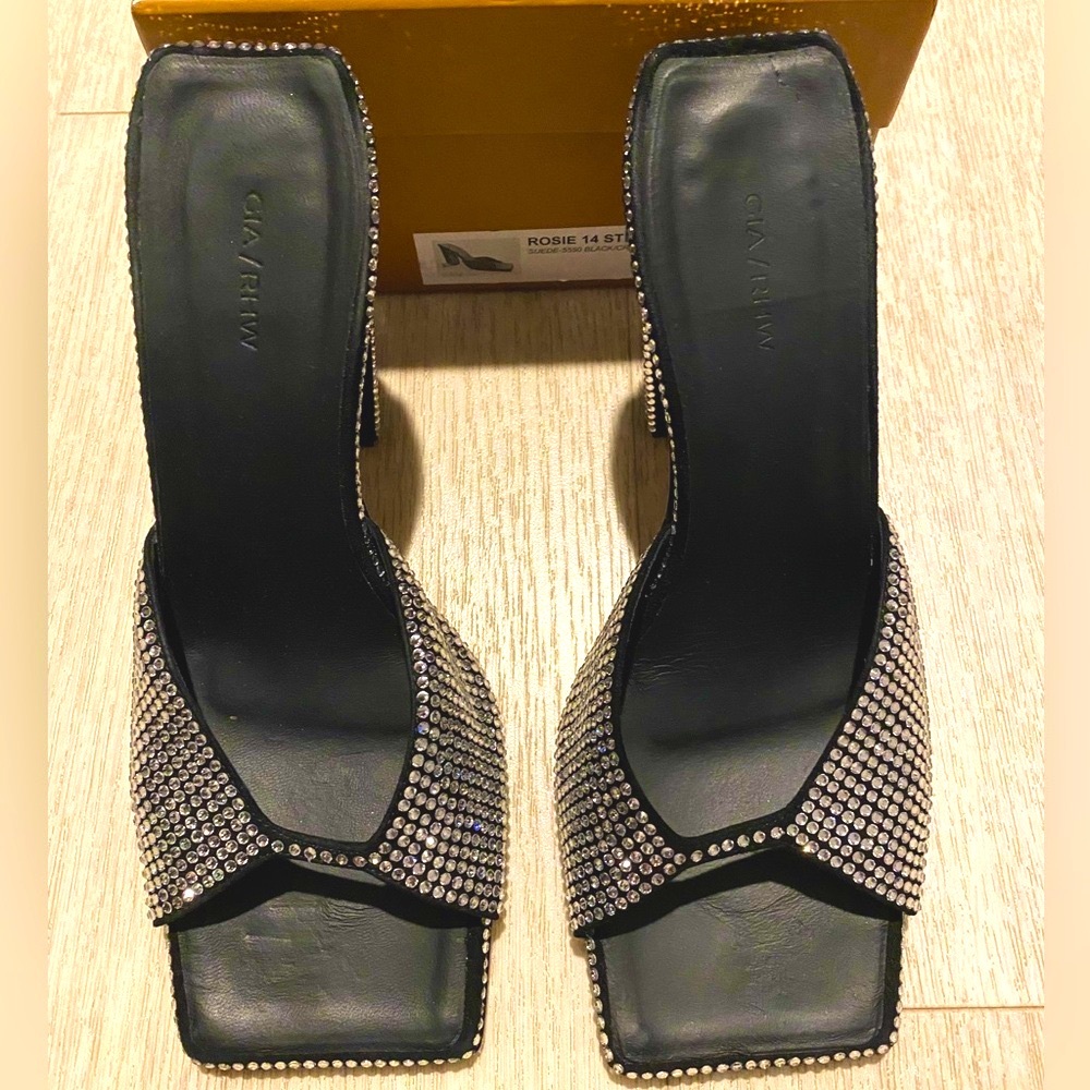 Gia x RHW Black Crystal Embellished Women's heels